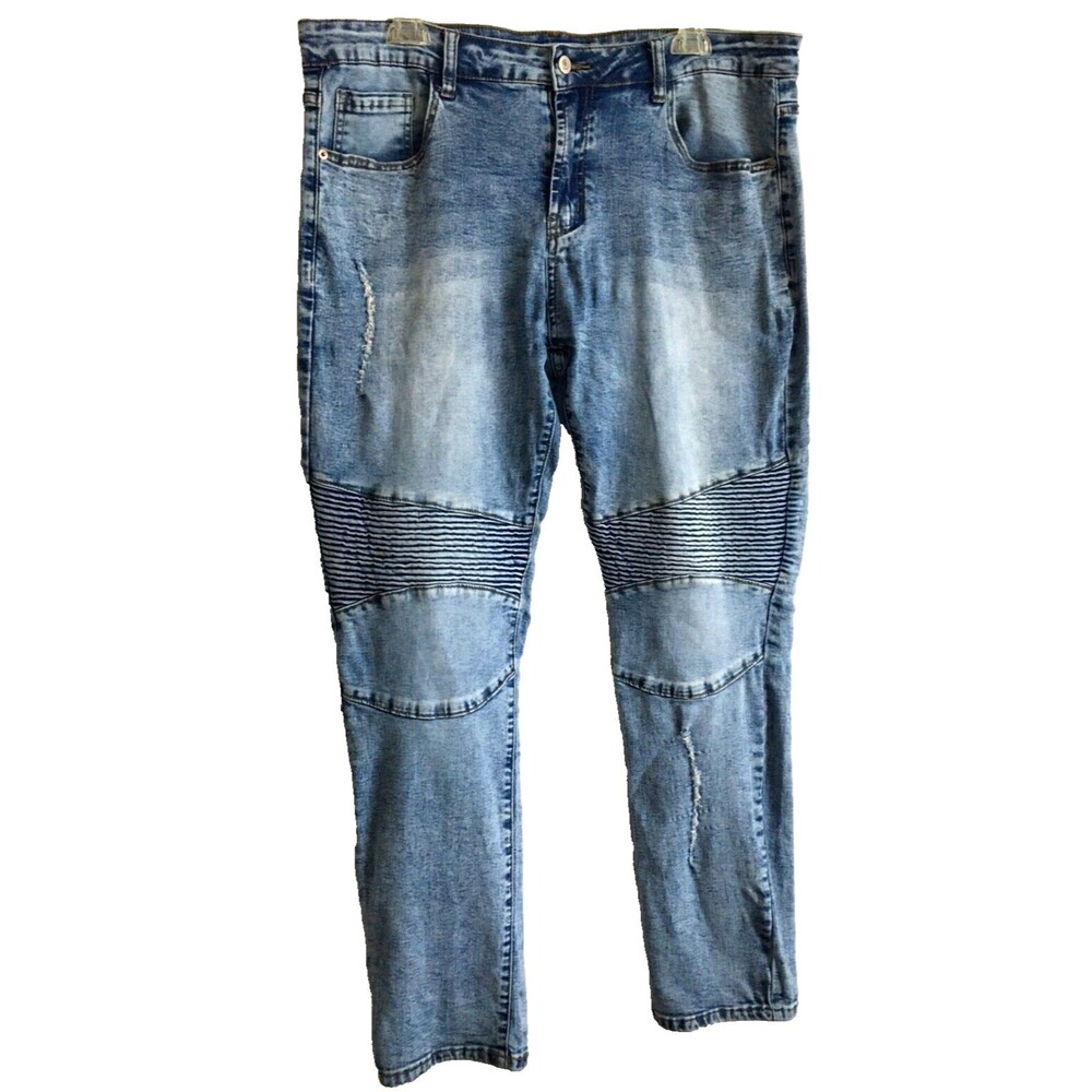 Shein Stone Wash Distressed Blue Denim Jean Pants Men Size XL (36x31)